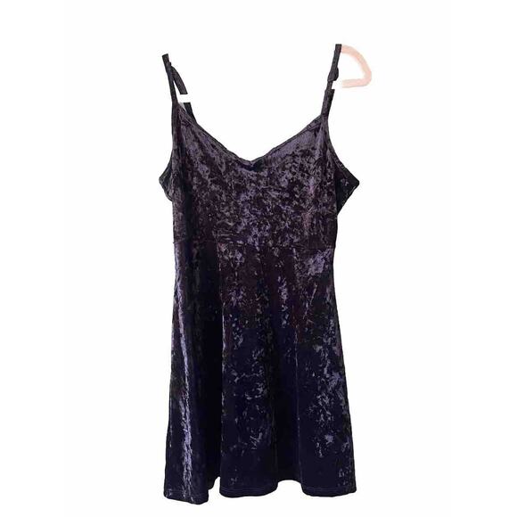 BONGO Dress Womens Large Mini Black Velvet Witchy Dark Romantic Y2K Pullover - Picture 2 of 11